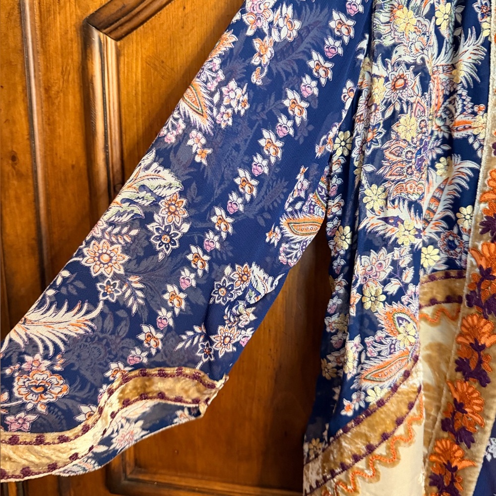 Soft Surroundings Moonlight Garden Kimono Topper Womens LP Boho Velvet Festival - Picture 12 of 14